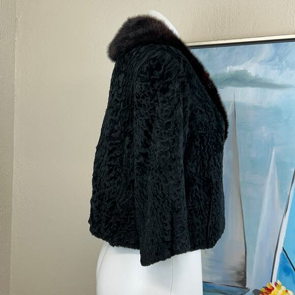 Vtg Laura Martin
Persian Lamb Wool Cropped Swing Jacket Mink Fur Collar Med - Picture 3 of 7